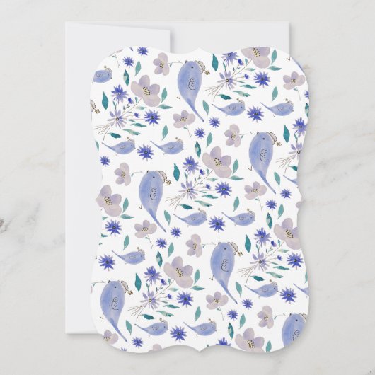 花の帽子をかぶったかわいい青いスズメ (裏面)