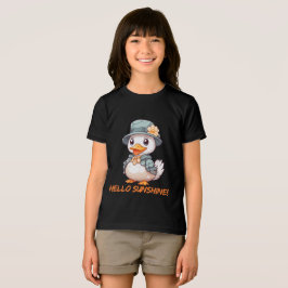 花の帽子をかぶったチャーミングなアヒル トライブレンドTシャツ