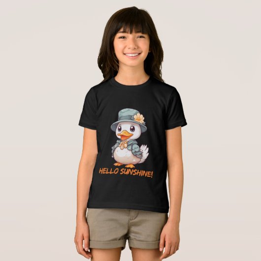 花の帽子をかぶったチャーミングなアヒル トライブレンドＴシャツ (正面全面)
