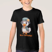 花の帽子をかぶったチャーミングなアヒル トライブレンドＴシャツ (正面)