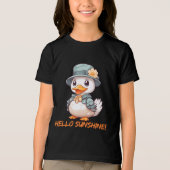 花の帽子をかぶったチャーミングなアヒル トライブレンドＴシャツ (正面)