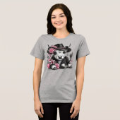 花の帽子をかぶったハイランド牛 トライブレンドＴシャツ (正面全面)