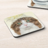 花の帽子を持つ猫 コースター (左側)