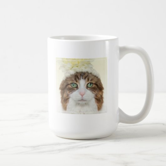 花の帽子を持つ猫 コーヒーマグカップ (右)