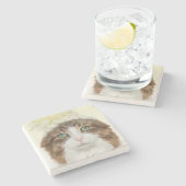 花の帽子を持つ猫 ストーンコースター (横)