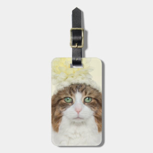 花の帽子を持つ猫 ラゲッジタグ