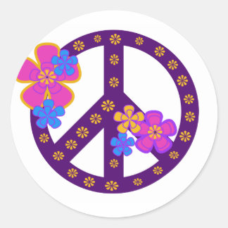 花の平和のシンボル ラウンドシール
