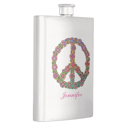花の平和の記号パーソナライズされた フラスク (右)