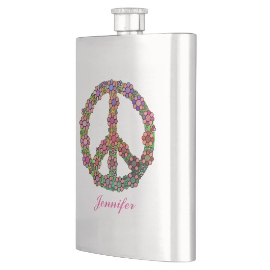 花の平和の記号パーソナライズされた フラスク (左)