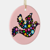 花の平和鳩のオーナメント セラミックオーナメント (右)