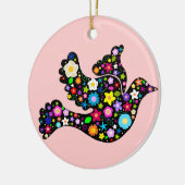 花の平和鳩のオーナメント セラミックオーナメント (左)