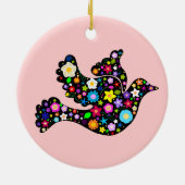 花の平和鳩のオーナメント セラミックオーナメント (裏面)