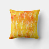 花の幸せな感謝祭の水彩画の装飾用クッション クッション (裏面)