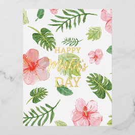 花の幸せな母の日のホイルグリーティングカード 箔シーズンポストカード