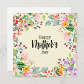 花の幸せな母の日の水彩花 シーズンカード (正面/裏面)