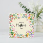 花の幸せな母の日の水彩花 シーズンカード (スタンド正面)