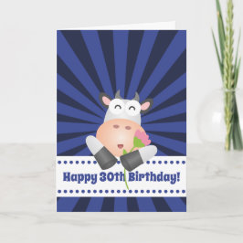 花の幸せな第30誕生日のおもしろいな漫画牛 カード