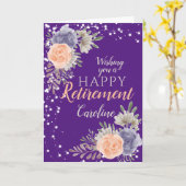 花の幸せな退職 ペオニー ローズ 紫 カード (黄色い花)