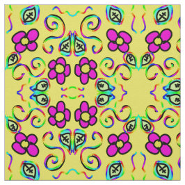 花の幸せな黄色の背景 ファブリック