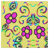 花の幸せな黄色の背景 ファブリック (クローズアップ)