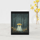 花の幽霊が傘を持つカップル 怖い季節のW カード (黄色い花)