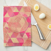 花の幾何学的なパターン キッチンタオル (四つ折り)