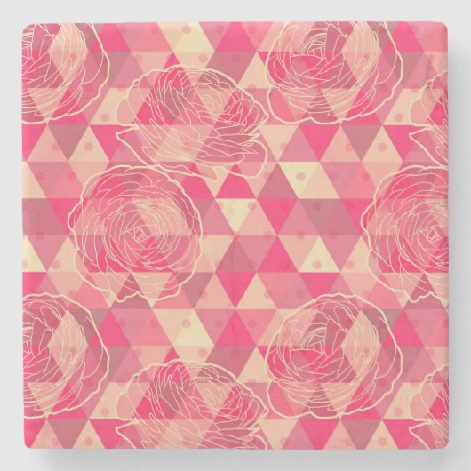 花の幾何学的なパターン ストーンコースター (正面)