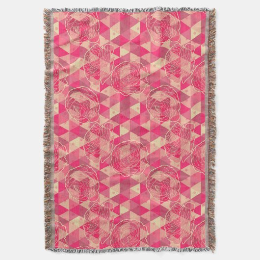 花の幾何学的なパターン スローブランケット (正面縦)