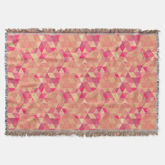 花の幾何学的なパターン スローブランケット (正面)