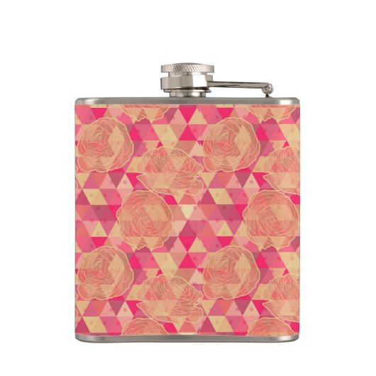 花の幾何学的なパターン フラスク (裏面)