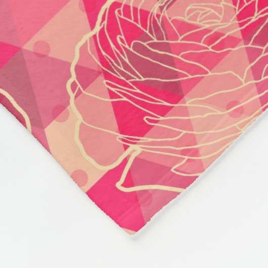 花の幾何学的なパターン フリースブランケット (角)