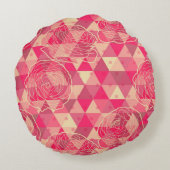 花の幾何学的なパターン ラウンドクッション (裏面)