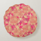 花の幾何学的なパターン ラウンドクッション (裏面)