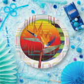 花の幾何学的な熱帯パーティー極楽鳥 ペーパープレート (パーティー)