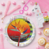 花の幾何学的な熱帯パーティー極楽鳥 ペーパープレート (パーティー)