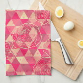 花の幾何模様 キッチンタオル (四つ折り)