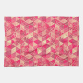 花の幾何模様 キッチンタオル (横)