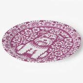 花の庭で可愛いテリアのワンカスタムちゃん ペーパープレート (アングル)