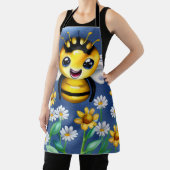 花の庭で愛らしいハチ水色 エプロン (インサイチュ)