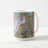 花の庭で様式化された鳩 コーヒーマグカップ (正面右)
