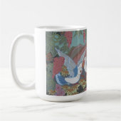 花の庭で様式化された鳩 コーヒーマグカップ (左)