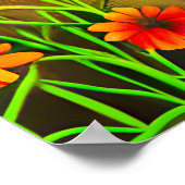 花の庭で目が緑の猫 ポスター (角)