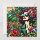 花の庭で美しい女性 シーズンカード (正面)
