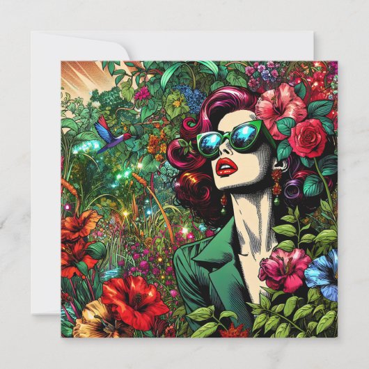 花の庭で美しい女性 シーズンカード (正面)