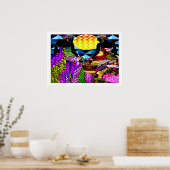 花の庭のアフリカの夕日 ポスター (キッチン)