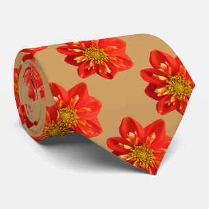 花の庭のオレンジダリアの花 ネクタイ