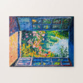 花の庭のテラスビュー絵画 ジグソーパズル (横)