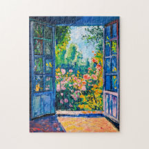 花の庭のテラスビュー絵画