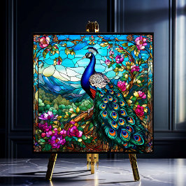 花の庭の中の美しい孔雀2 タイル