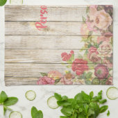 花の庭の木のフェンスをパーソナライズしまスタイリッシュす キッチンタオル (折り畳み)